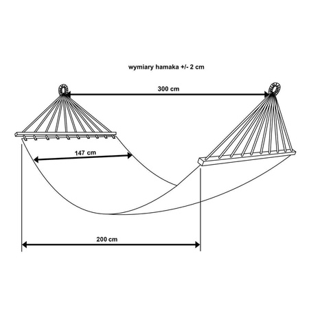 HAMAK OGRODOWY 2 OSOBOWY 200X147CM Z DRĄŻKIEM ETNO CZARNO-BIAŁY