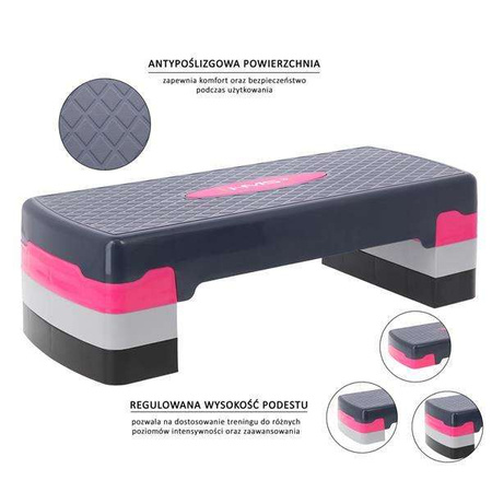 HMS AS002 PINK/GREY - 17-44-006 - Step do aerobiku 