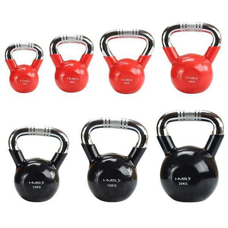 KTC20 BLACK KETTLEBELL ŻELIWNY POKRYTY WINYLEM Z CHROMOWANYM UCHWYTEM HMS