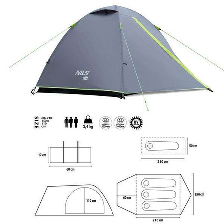 NC6004 NAMIOT KEMPINGOWY SZARY EXPLORER NILS CAMP