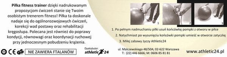 ATHLETIC24 Trainer 65cm biała - Piłka fitness