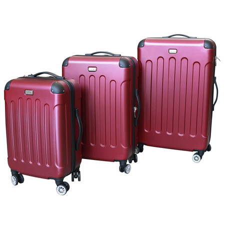 Linder Exclusiv LUXURY Zestaw walizek podróżnych MC3002 S,M,L Burgund