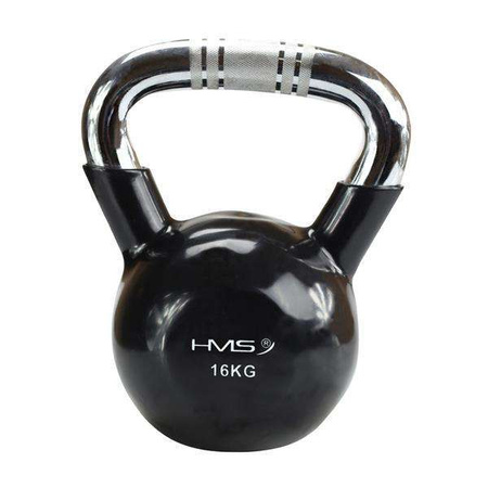 KTC20 BLACK KETTLEBELL ŻELIWNY POKRYTY WINYLEM Z CHROMOWANYM UCHWYTEM HMS