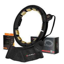 ZESTAW HULA HOP MAGNETYCZNY BLACK/GOLD HHM13 Z LICZNIKIEM HMS + PAS WYSZCZUPLAJĄCY BR163 BLACK