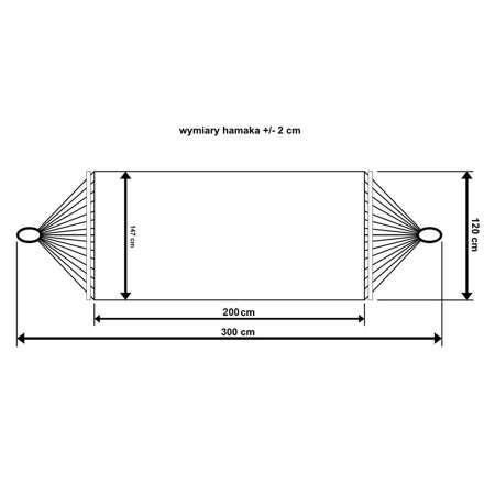 HAMAK OGRODOWY 2 OSOBOWY 200X147CM Z DRĄŻKIEM ETNO CZARNO-BIAŁY