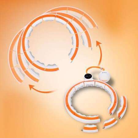 HHM21 HULA HOP WHITE/ORANGE Z MAGNESAMI, WYPUSTKAMI TPE I OBCIĄŻNIKIEM + LICZNIK HMS