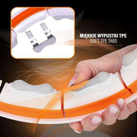 HHM21 HULA HOP WHITE/ORANGE Z MAGNESAMI, WYPUSTKAMI TPE I OBCIĄŻNIKIEM + LICZNIK HMS