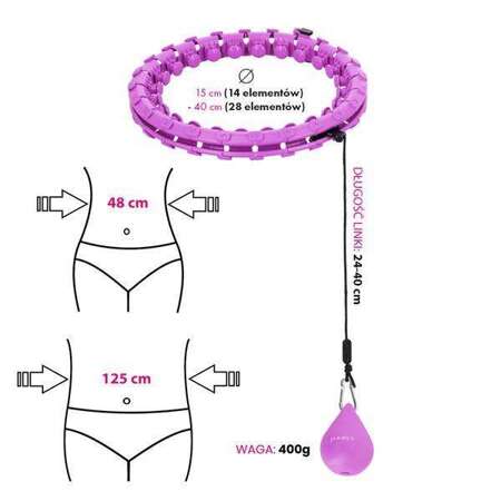 HHW12 PLUS SIZE HULA HOP VIOLET Z WYPUSTKAMI I OBCIĄŻNIKIEM HMS