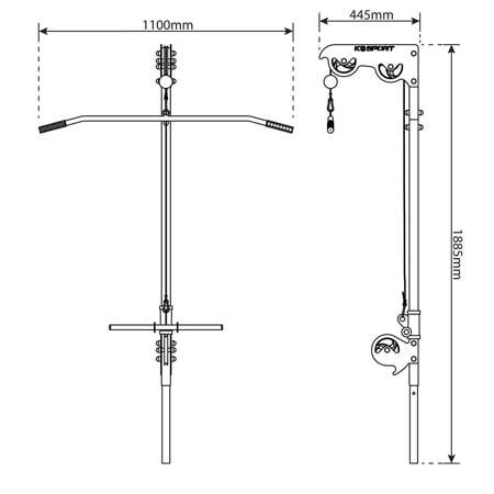 Wyciąg treningowy atlas górny+dolny+drążek do ćwiczeń do ławki KSSL016
