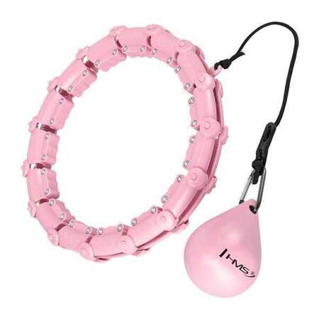 ZESTAW HULA HOP HHW02 LIGHT PINK Z WYPUSTKAMI I OBCIĄŻNIKIEM HMS + PAS BR163 BLACK PLUS SIZE