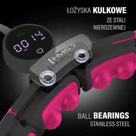 ZESTAW HULA HOP MAGNETYCZNY BLACK/PINK HHM16 Z LICZNIKIEM HMS + PAS WYSZCZUPLAJĄCY BR163 BLACK