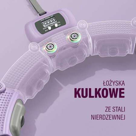 ZESTAW HULA HOP MAGNETYCZNY VIOLET HHM14 Z LICZNIKIEM HMS + PAS BR163 BLACK PLUS SIZE