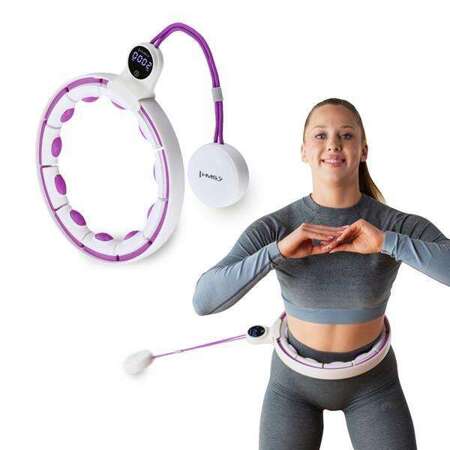 ZESTAW HULA HOP MAGNETYCZNY WHITE/VIOLET HHM17 Z LICZNIKIEM HMS + PAS WYSZCZUPLAJĄCY BR163 BLACK